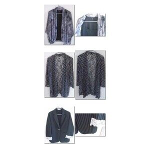 WOMEN'S BLAZER TOP COVER UP Black White Career Office Medium 3 Piece Lot